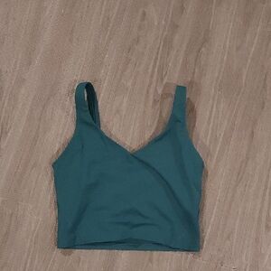 Teal V-Neck Crop Tank Top - Women